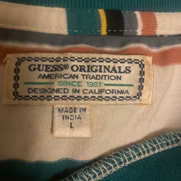Vintage Guess Multicolor Embroidered Striped Shirt 90’s - Picture 7 of 7